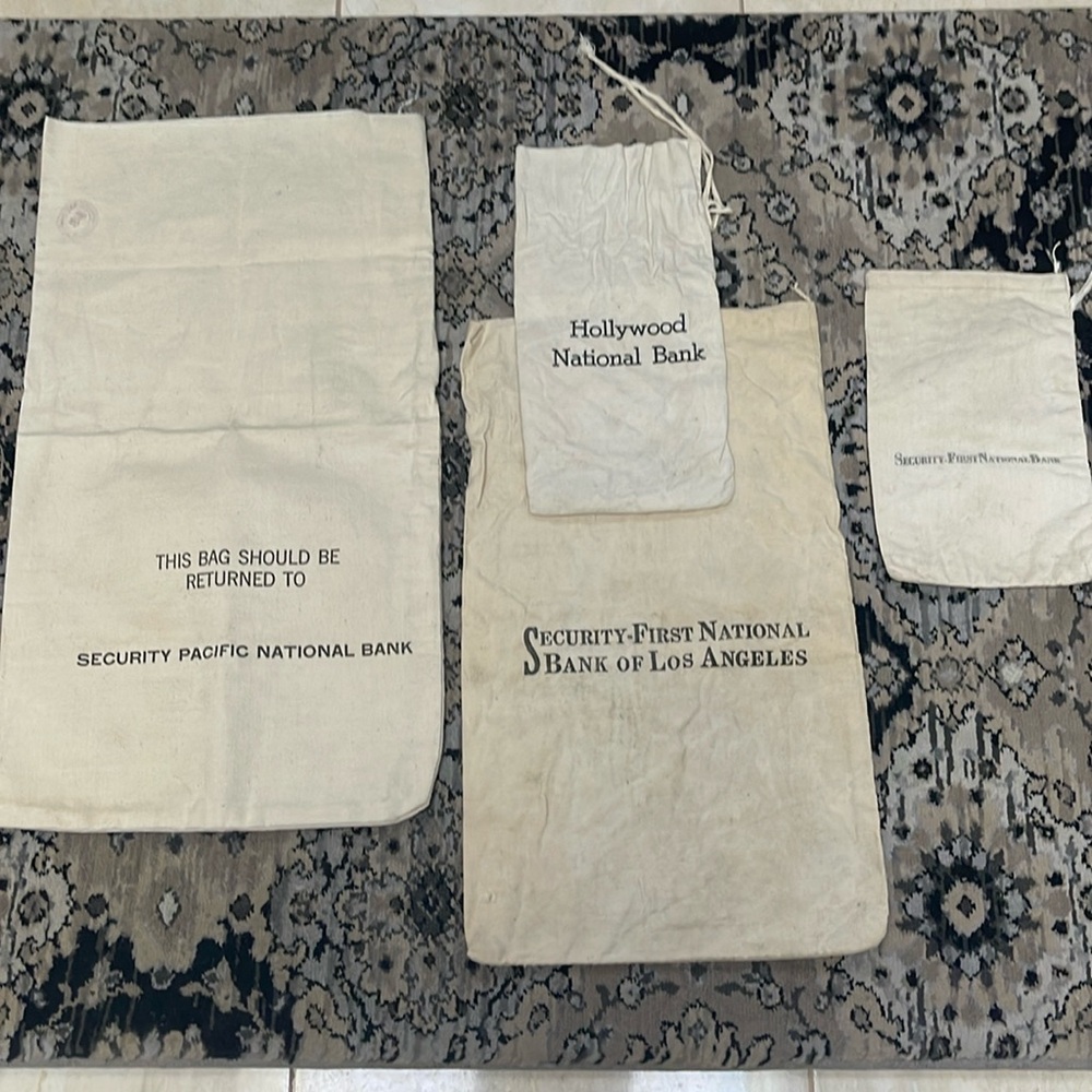 Vintage Bank Bags: Lot of Four, Hollywood and Los Angeles, Three Different Banks